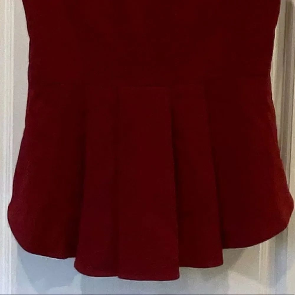 Rag & Bone Deep Red Jett Pleated Peplum Top - Picture 3 of 5